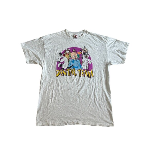Vintage 90s Warner Bros Looney Tunes Dental Team T‎ Shirt XL White Rare